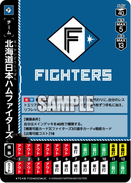 画像1: 北海道日本ハムファイターズ[PDO_TEAM-F03_UC]【BP01収録】 (1)