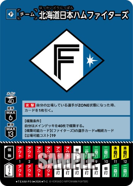 画像1: 北海道日本ハムファイターズ[PDO_TEAM-F04_T-C]【BP02収録】 (1)