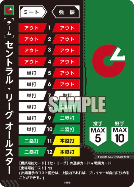 画像1: 【CBP01BOX特典】セントラル・リーグ オールスター[PDO_TEAM-CL01_PR] (1)