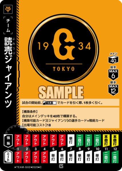 画像1: チームカード(読売ジャイアンツ)[PDO_TEAM-G02_C]【TBP01-G収録】 (1)