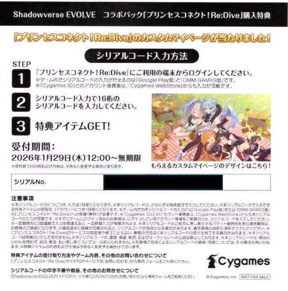 画像1: 【CP04 BOX購入特典】「プリンセスコネクト! Re:Dive」カスタムマイページ用シリアルコードA[SVE_CP04-codeA] (1)