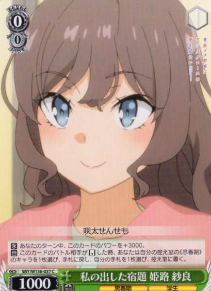 画像1: 私の出した宿題 姫路 紗良[WS_SBY/W136-037C] (1)